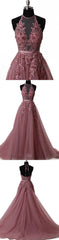 Elegant tulle lace long Corset Prom dress, lace evening dress outfit, Modest Prom Dress