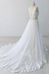 Elegant V-neck Lace Tulle A-line Corset Wedding Dress outfit, Wedding Dresses Bridesmaids