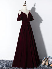 Elegant Velvet Long Corset Bridesmaid Dress , Charming Party Gowns Outfits, Prom Dresses Different