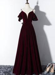 Elegant Velvet Long Corset Bridesmaid Dress , Charming Party Gowns Outfits, Prom Dress Trends For The Season
