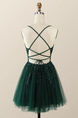 Emerald Green Appliques A-line Short Corset Homecoming Dress outfit, Prom Dress 2029