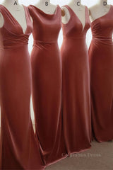 English Rose Velvet Mismatched Corset Bridesmaid Dress outfit, Prom Dress Style