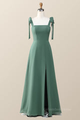 Eucalyptus Square Neck Long Corset Bridesmaid Dress outfit, Formal Dresses Lace
