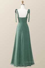 Eucalyptus Square Neck Long Corset Bridesmaid Dress outfit, Formal Dress Gown
