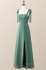 Eucalyptus Square Neck Long Corset Bridesmaid Dress outfit, Formal Dresses Gowns
