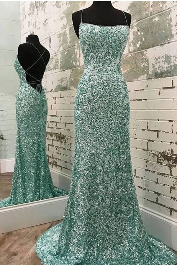 Sparkly Mint Sequin Mermaid Long Party Corset Prom Dress for Women, Shiny Evening Dress outfit, Party Dresses Purple