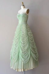 Mint Green Sweetheart Floor Length Long Corset Prom Dress, Ruched Chiffon Party Gown Outfits, Party Dress Code Idea