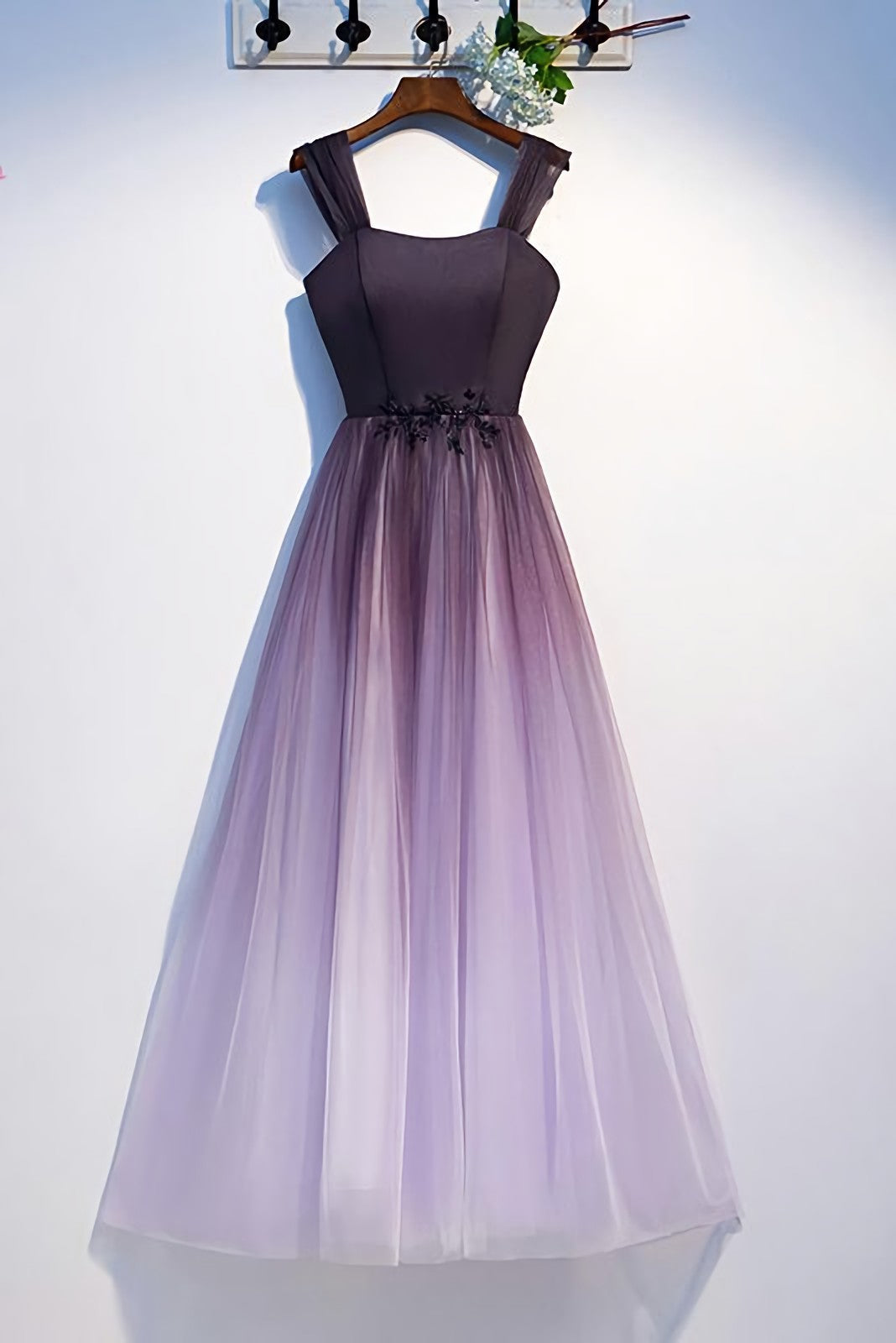 Unique A Line Ombre Purple Beading Corset Prom Dresses With Lace Up Long Dance Dresses outfit, Formal Dresses Black