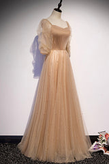 Cute Tulle Long Corset Prom Dresses, A-Line Evening Dresses outfit, Homecoming Dress Sparkles