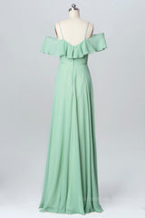 Flounce Green Chiffon Straps Long Corset Bridesmaid Dress outfit, Bridesmaid Dress Tulle