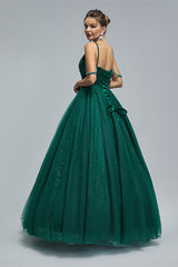 Dark Green Lace Up Beading Long Corset Prom Dresses outfit, Formal Dress Long Elegant