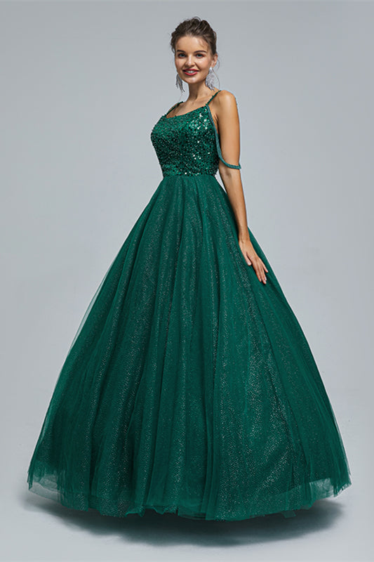 Dark Green Lace Up Beading Long Corset Prom Dresses outfit, Formal Dresses Nearby