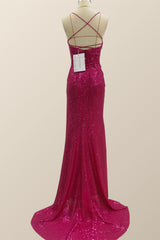 Fuchsia Sequin Mermaid Long Party Dress Outfits, Prom Dresses Website