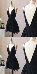 Cute Black Chiffon Short Little Black Corset Homecoming Dresses outfit, Formal Dress With Sleeve