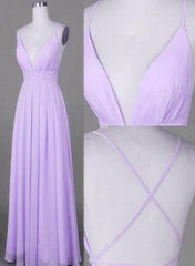 Lavender Chiffon Cross Back V Neckline Corset Prom Gowns Chiffon Fashion Junior Corset Prom Dress outfits, Bridesmaids Dress Designs