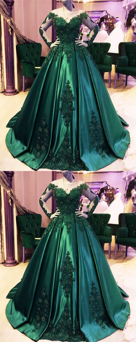 Dark Green Corset Ball Gown Emerald Green Corset Prom Dress, Corset Ball Gown Corset Wedding Dress outfit, Wedding Dresses With Sleeves