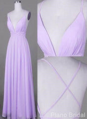 Lavender Chiffon Cross Back V Neckline Corset Prom Gowns Chiffon Fashion Junior Corset Prom Dress outfits, Bridesmaids Dress Designers