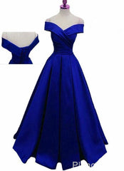 Royal Blue Satin Floor Length Corset Formal Gown Corset Prom Dress, 2024 Blue Party Gown Outfits, Prom Dresses Two Pieces