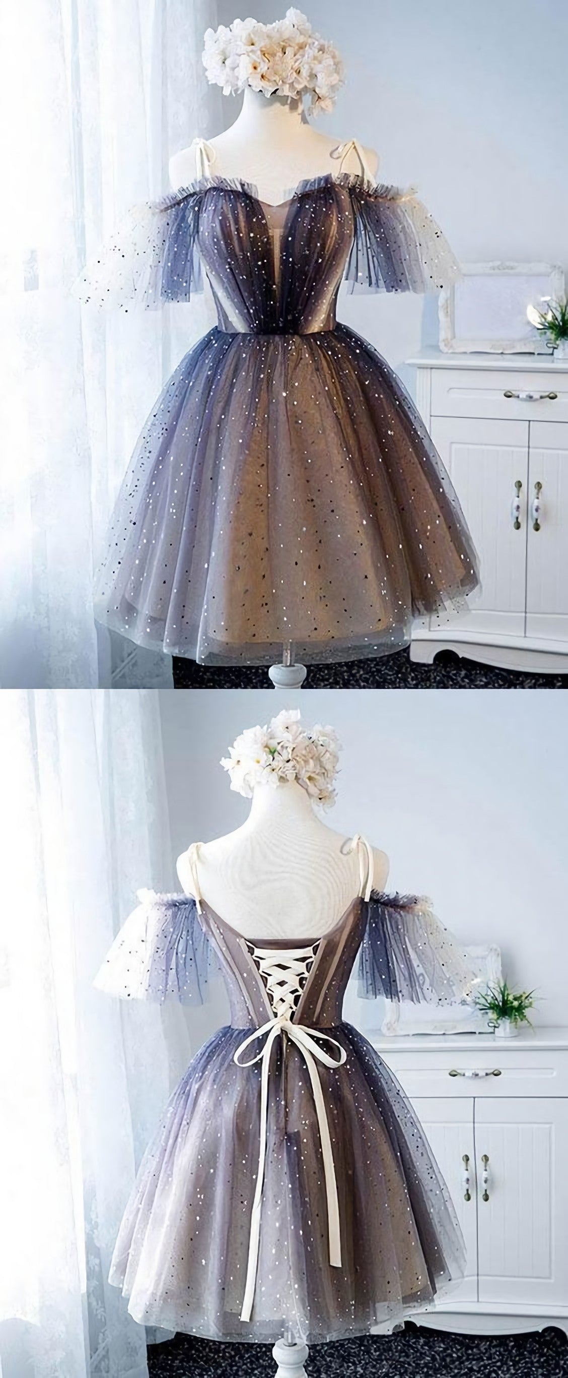 Cute tulle short tulle Corset Homecoming Dresses outfit, Formal Dresses With Tulle