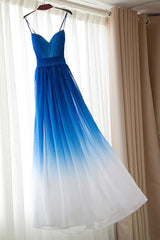 Spaghetti Strap Royal Blue Ombre Corset Bridesmaid Dresses, Chiffon Corset Prom Dress, A Line Corset Bridesmaid Gown outfit, Bridesmaid Dresses Peach