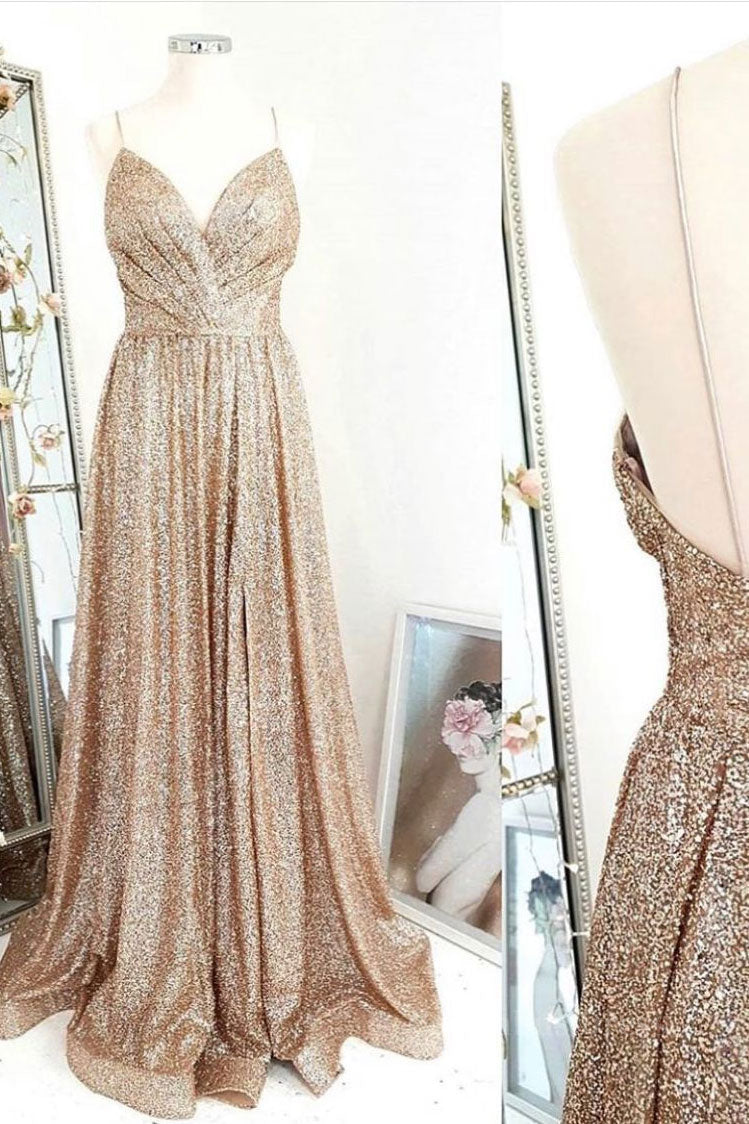 Gold sequin long Corset Prom dress gold evening dress outfit, Prom Dresses Princess