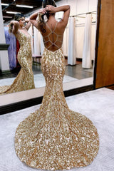 Golden Sequin Sparkly Mermaid Corset Prom Dress outfits, Golden Sequin Sparkly Mermaid Prom Dress