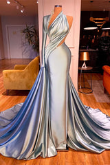 Gorgeous One Shoulder Long Sleeves Mermaid Corset Prom Dress With Beads outfit, Party Dress Code Man
