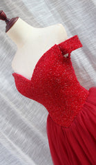 Gorgeous Sparkle Beaded Off Shoulder Red Corset Formal Dress, Red Corset Homecoming Dresses outfit, Prom Dressed 2026