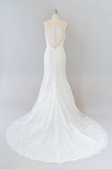 Graceful Illusion Appliques Mermaid Corset Wedding Dress outfit, Wedding Dresses Trend