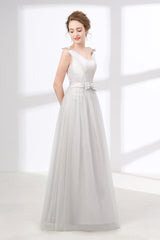 Gray Silver V Neck Tulle Corset Prom Dresses outfit, Vacation Dress