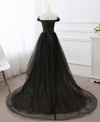 Black Tulle Long Corset Prom Dress, Black Evening Gdress outfit, Homecoming Dress Black Girl