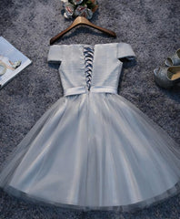 Simple Gray Tulle Mini Corset Prom Dress, Corset Homecoming Dress outfit, Homecoming Dress Black Girl