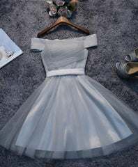 Simple Gray Tulle Mini Corset Prom Dress, Corset Homecoming Dress outfit, Homecoming Dresses Black Girl
