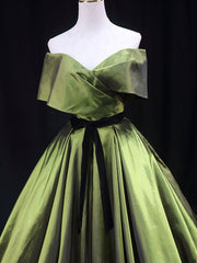 Green A line Satin Long Corset Prom Dress, Green Satin Corset Formal Evening Dresses outfit, Bridesmaids Dresses Short