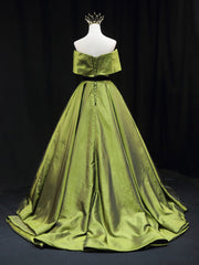 Green A line Satin Long Corset Prom Dress, Green Satin Corset Formal Evening Dresses outfit, Bridesmaid Dress Short
