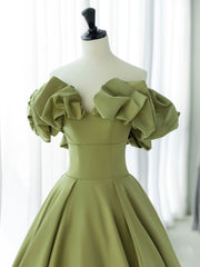 Green A-Line Satin Long Corset Prom Dresses, Green Corset Formal Evening Dress outfit, Prom Dress Long Quinceanera Dresses Tulle Formal Evening Gowns