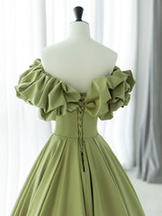 Green A-Line Satin Long Corset Prom Dresses, Green Corset Formal Evening Dress outfit, Prom Dresses 2032 Blue