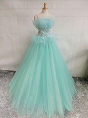 Green A-Line Tulle Lace Long Corset Prom Dress, Green Sweet 16 Dress outfit, Prom Dress Aesthetic