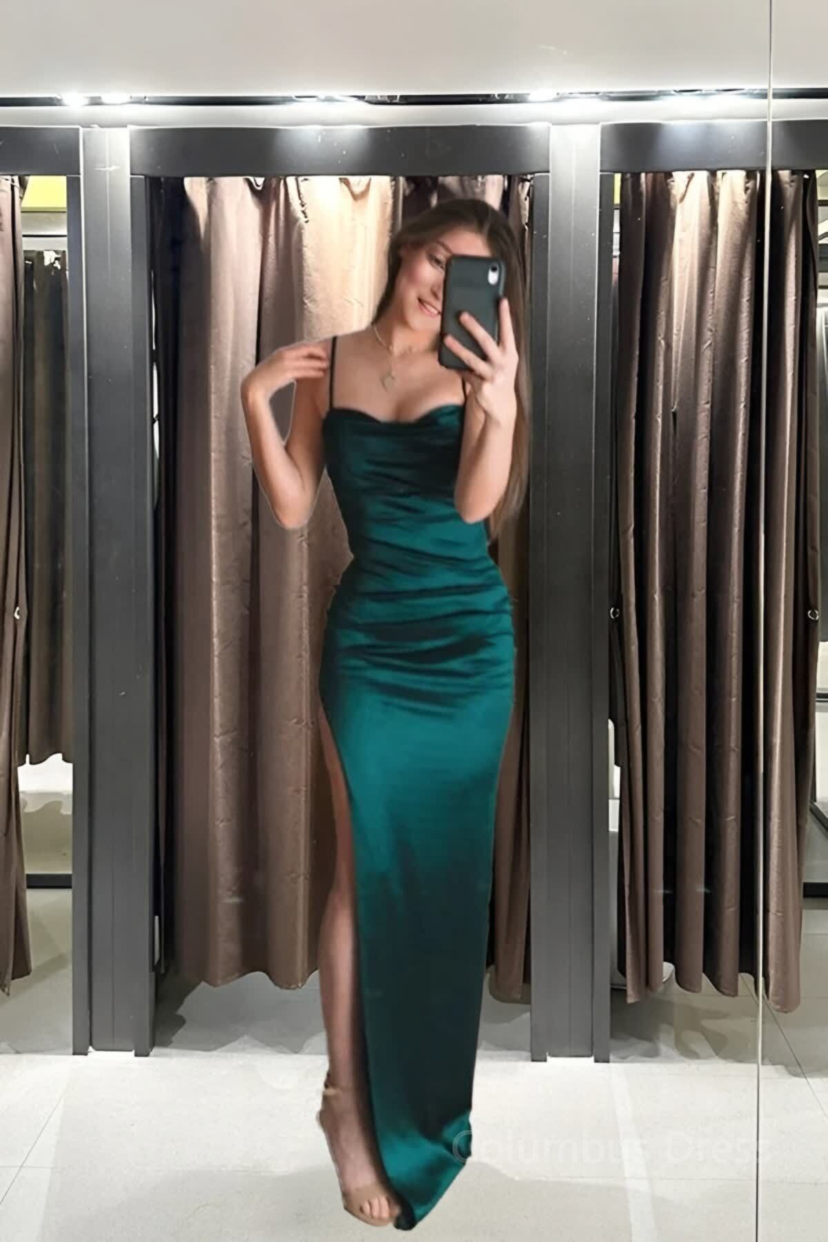 Green Mermaid Halter Corset Prom Dress Evening Dress outfit, Green Mermaid Halter Prom Dress Evening Dress
