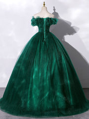 Green Off Shoulder Tulle Long Corset Prom Dress, Green Sweet 16 Dress outfit, Bridesmaid Dresses Purple