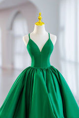 Green Satin Short A-Line Corset Prom Dress, Green V-Neck Party Dress Outfits, Party Dresses Europe