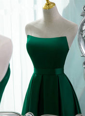 Green Satin Simple Long Party Dress with Leg Slit, Green A-ine Junior Corset Prom Dress outfits, Formal Dresses Ideas