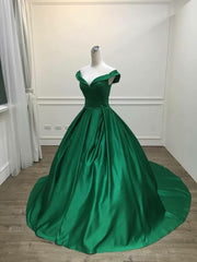 Green Satin Sweetheart Corset Ball Gown Party Dress, Green Off Shoulder Evening Dress Corset Prom Dress outfits, Bridesmaid Dress Red