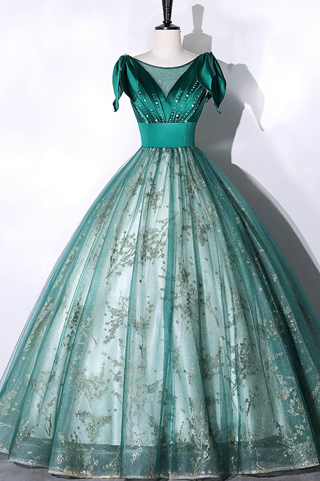 Green Satin Tulle Long Corset Prom Dress, Elegant A-Line Corset Formal Dress outfit, Bridesmaids Dress Convertible