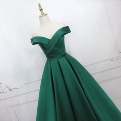Green Simple Satin Off Shoulder Long Corset Prom Dress Party Dress, Green Evening Dresses outfit, Prom Dress Brands
