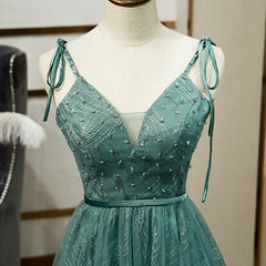 Green Straps V-neckline Floor Length Party Dress, Simple Junior Corset Prom Dresses outfit, Prom Dresse Backless