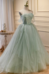 Green Sweetheart Beaded Tulle Long Corset Prom Dress, Green Evening Dress outfit, Party Dress In Store