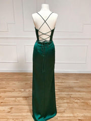 Green Sweetheart Neck Satin Long Corset Prom Dress, Green Evening Dresses outfit, Prom Dress Spring