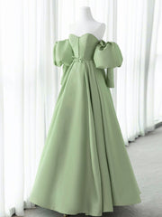 Green Sweetheart Neck Satin Long Corset Prom Dress, Green Corset Formal Evening Dresses outfit, Prom Dresses 2034 Fashion Outfit