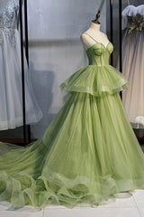 Green Sweetheart Tulle Long Corset Prom Dress, A-Line Evening Graduation Dress outfits, Party Dress Dress Code